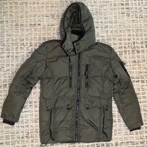 Men's Dark Green Hooded Puffer Jacket